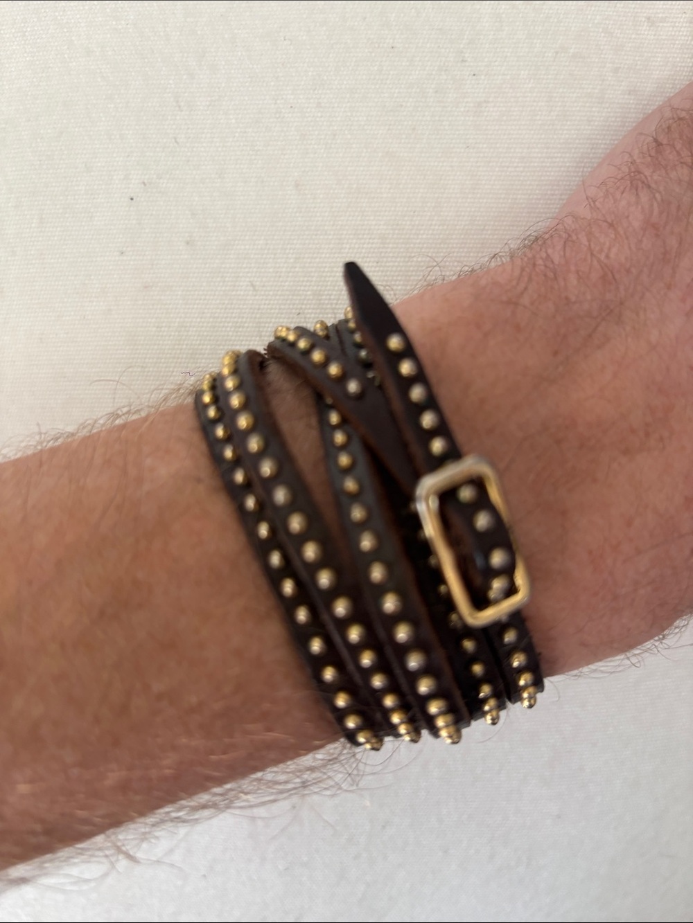 Unisex Brown Studded Wrap Leather Bracelet - Unbranded Boutique in PB